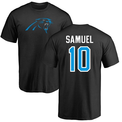 Carolina Panthers Men Black Curtis Samuel Name and Number Logo NFL Football #10 T-Shir->nfl t-shirts->Sports Accessory